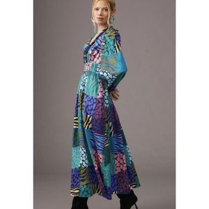 Anthropologie Geisha Designs Long-Sleeve Printed Maxi Dress